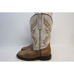 Masterson Mens Size 8 EW Ivory Brown Leather Cowboy Western Boots